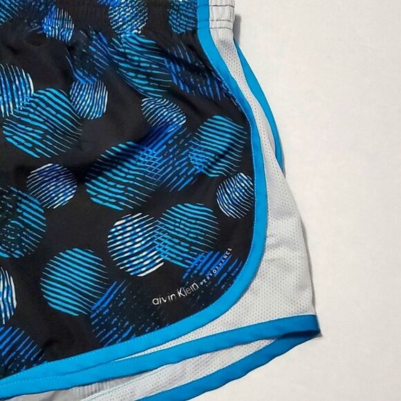 Calvin Klein Performance Blue Geometrical Side Stripes Ruñing Athletic Shorts - Picture 2 of 6